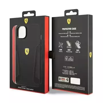 Eti na telefon Ferrari FEHCP14MRBUK do Apple iPhone 14 Plus 6,7" czarny/black hardcase Leather Stamp Sides