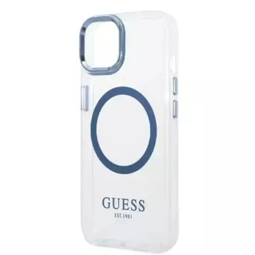 Eti na telefon Guess GUHMP14MHTRMB do Apple iPhone 14 Plus 6,7" niebieski/blue hard case Metal Outline Magsafe