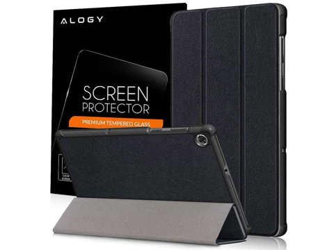 Etui Alogy Book Cover do Lenovo M10 Gen 2 TB-X306 Czarny + Szkło