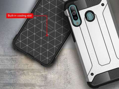 Etui Alogy Hard Armor do Samsung Galaxy A60/M40 srebrne + Szkło Alogy