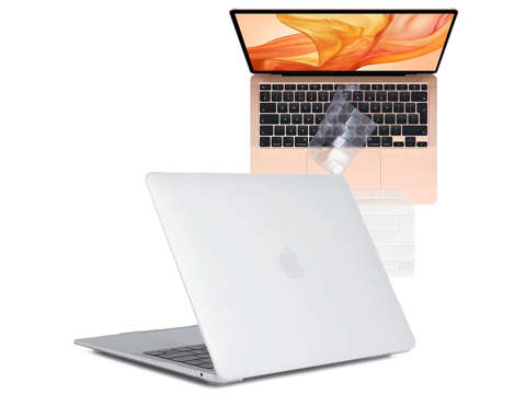 Etui Alogy Hard Case mat do Apple MacBook Air 13 M1 2021 Biały + Nakładka na klawiaturę