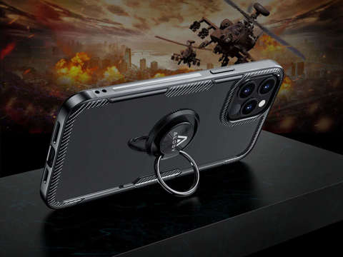 Etui Alogy Ring Holder Armor do Apple iPhone 12 Pro Max czarne + Szkło Alogy