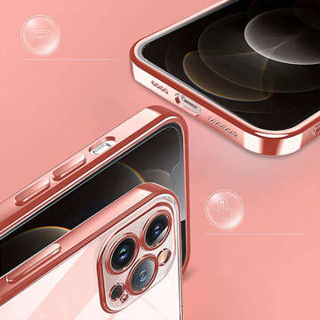 Etui Alogy TPU Luxury Case z osłonką na aparat do Apple iPhone 12 Pro różowo-przezroczyste