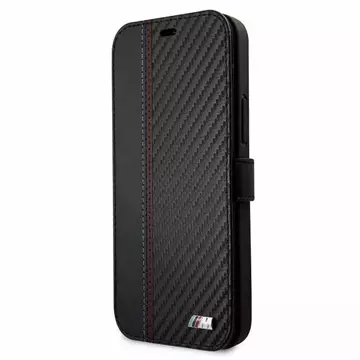 Etui BMW BMFLBKP12SMCARBK do iPhone 12 mini 5,4" book M Collection PU Carbon Stripe czarny/black 