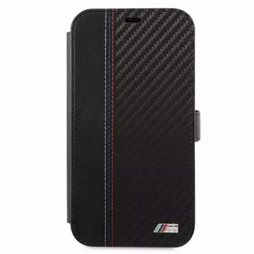 Etui BMW BMFLBKP12SMCARBK do iPhone 12 mini 5,4" book M Collection PU Carbon Stripe czarny/black 