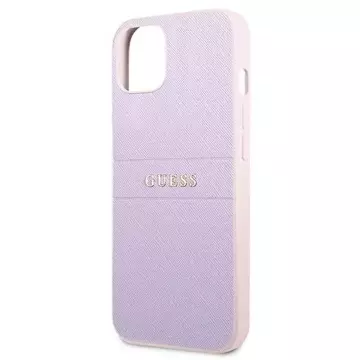 Etui Guess GUHCP13SPSASBPU do Apple iPhone 13 Mini 5,4" fioletowy/purple Saffiano Hot Stamp & Metal Logo