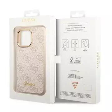 Etui Guess GUHCP14LHG4SHP do Apple iPhone 14 Pro 6,1" różowy/pink hard case 4G Vintage Gold Logo