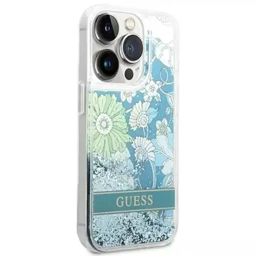 Etui Guess GUHCP14LLFLSN do Apple iPhone 14 Pro 6,1" zielony/green hardcase Flower Liquid Glitter