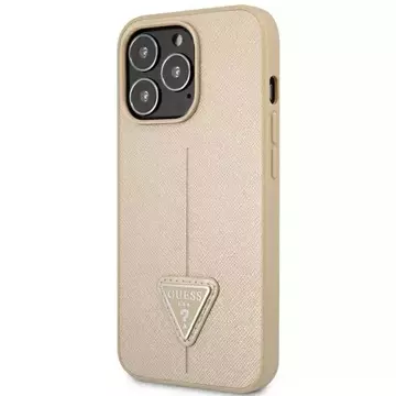 Etui Guess GUHCP14LPSATLE do Apple iPhone 14 Pro 6,1" beżowy/beige hardcase SaffianoTriangle Logo