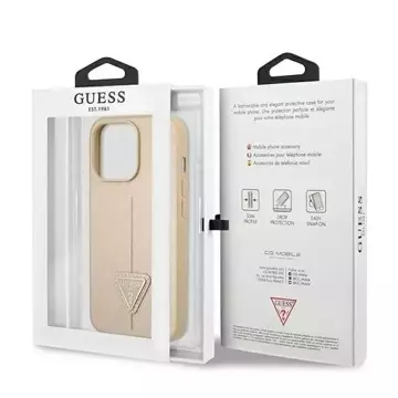 Etui Guess GUHCP14LPSATLE do Apple iPhone 14 Pro 6,1" beżowy/beige hardcase SaffianoTriangle Logo