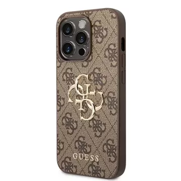 Etui Guess GUHCP15L4GMGBR do iPhone 15 Pro 6.1" brązowy/brown hardcase 4G Big Metal Logo