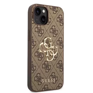 Etui Guess GUHCP15S4GMGBR do iPhone 15 6.1" brązowy/brown hardcase 4G Big Metal Logo