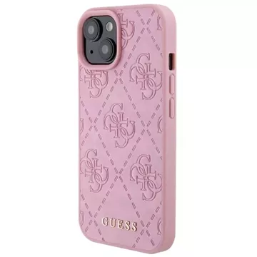 Etui Guess GUHCP15SP4EPMP do iPhone 15 6.1" różowy/pink hardcase Leather 4G Stamped