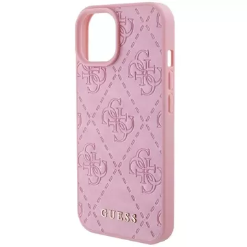 Etui Guess GUHCP15SP4EPMP do iPhone 15 6.1" różowy/pink hardcase Leather 4G Stamped