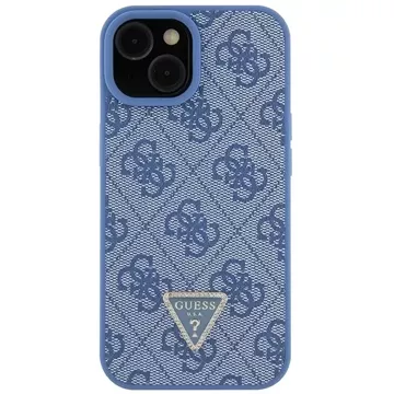 Etui Guess GUHCP15SP4TDPB do iPhone 15 6.1" niebieski/blue hardcase Leather 4G Triangle Strass