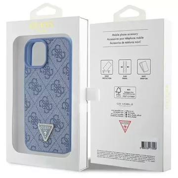 Etui Guess GUHCP15SP4TDPB do iPhone 15 6.1" niebieski/blue hardcase Leather 4G Triangle Strass