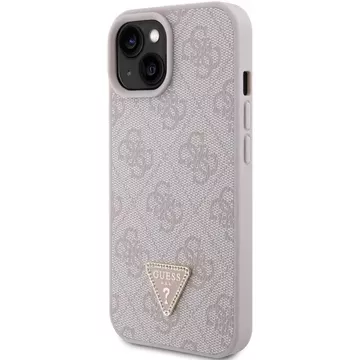 Etui Guess GUHCP15SP4TDPP do iPhone 15 6.1" różowy/pink hardcase Leather 4G Triangle Strass