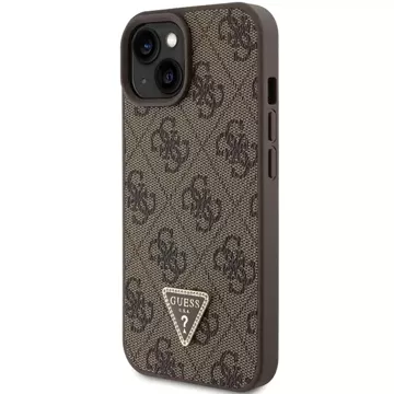 Etui Guess GUHCP15SP4TDPW do iPhone 15 6.1" brązowy/brown hardcase Leather 4G Triangle Strass