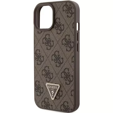 Etui Guess GUHCP15SP4TDPW do iPhone 15 6.1" brązowy/brown hardcase Leather 4G Triangle Strass