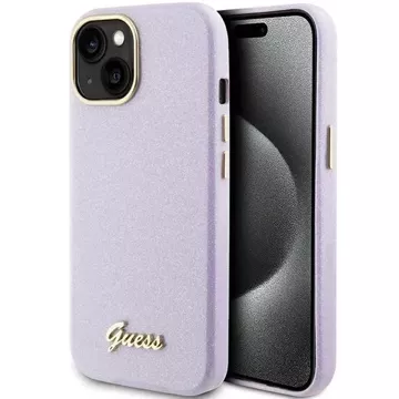 Etui Guess GUHCP15SPGMCSL do iPhone 15 6.1" liliowy/lilac hardcase Glitter Glossy Script