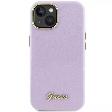 Etui Guess GUHCP15SPGMCSL do iPhone 15 6.1" liliowy/lilac hardcase Glitter Glossy Script