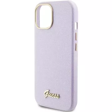 Etui Guess GUHCP15SPGMCSL do iPhone 15 6.1" liliowy/lilac hardcase Glitter Glossy Script