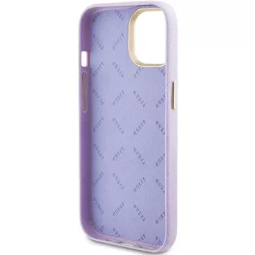 Etui Guess GUHCP15SPGMCSL do iPhone 15 6.1" liliowy/lilac hardcase Glitter Glossy Script