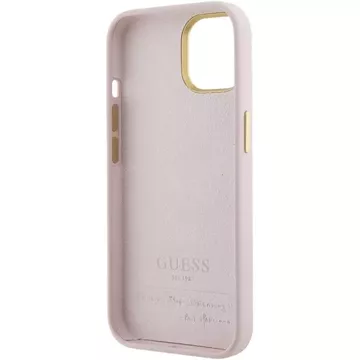 Etui Guess GUHCP15SSMBSLP do iPhone 15 6.1" różowy/pink hardcase Silicone Script Metal Logo & Frame