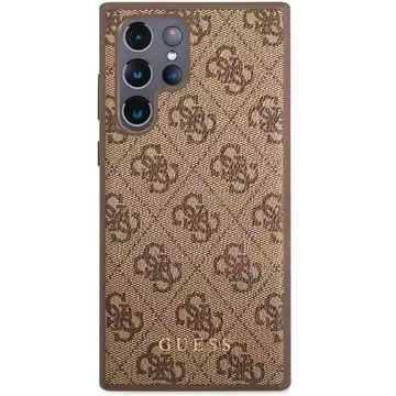 Etui Guess GUHCS23LG4GFBR do Samsung Galaxy S23 Ultra S918 brązowy/brown hard case 4G Metal Gold Logo