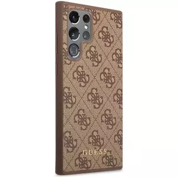 Etui Guess GUHCS23LG4GFBR do Samsung Galaxy S23 Ultra S918 brązowy/brown hard case 4G Metal Gold Logo