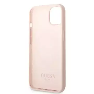 Etui Guess GUHMP13MSBPLP do Apple iPhone 13 6,1" różowy/pink hard case Silicone Logo Plate MagSafe