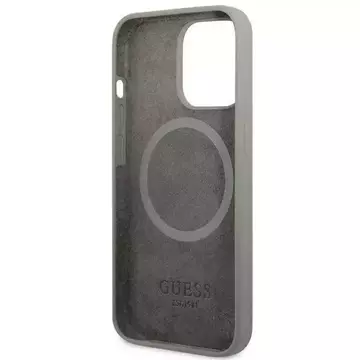 Etui Guess GUHMP13XSPLG  do Apple iPhone 13 Pro Max 6,7" szary/grey hard case Silicone Logo Plate MagSafe