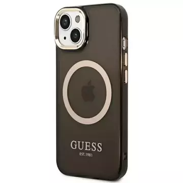 Etui Guess GUHMP14MHTCMK do Apple iPhone 14 Plus 6,7" czarny/black hard case Gold Outline Translucent MagSafe