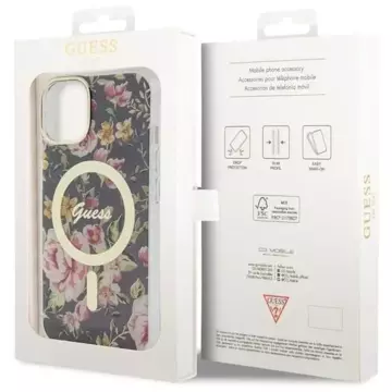 Etui Guess GUHMP14SHCFWSK do iPhone 14 6.1" hardcase Flower MagSafe