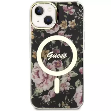 Etui Guess GUHMP14SHCFWSK do iPhone 14 6.1" hardcase Flower MagSafe