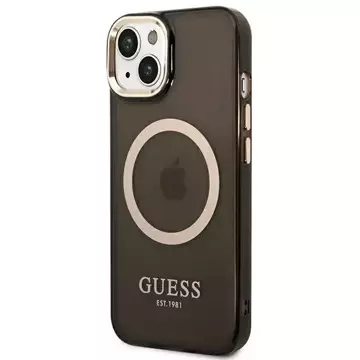 Etui Guess GUHMP14SHTCMK do Apple iPhone 14 6,1" czarny/black hard case Gold Outline Translucent MagSafe