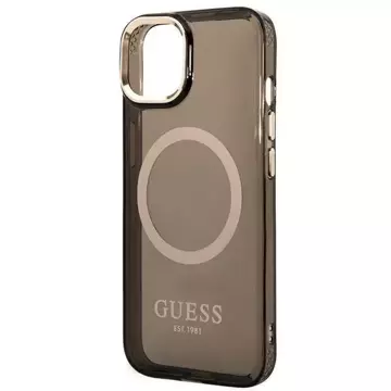 Etui Guess GUHMP14SHTCMK do Apple iPhone 14 6,1" czarny/black hard case Gold Outline Translucent MagSafe