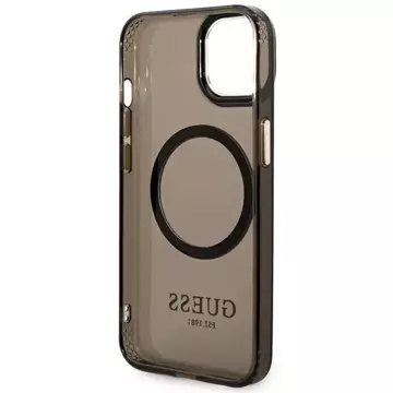 Etui Guess GUHMP14SHTCMK do Apple iPhone 14 6,1" czarny/black hard case Gold Outline Translucent MagSafe