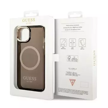 Etui Guess GUHMP14SHTCMK do Apple iPhone 14 6,1" czarny/black hard case Gold Outline Translucent MagSafe