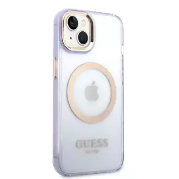 Etui Guess GUHMP14SHTCMU do Apple iPhone 14 6,1" purpurowy/purple hard case Gold Outline Translucent MagSafe