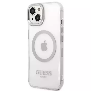 Etui Guess GUHMP14SHTRMS  do Apple iPhone 14 6,1" srebrny/silver hard case Metal Outline Magsafe