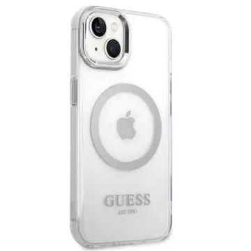 Etui Guess GUHMP14SHTRMS  do Apple iPhone 14 6,1" srebrny/silver hard case Metal Outline Magsafe