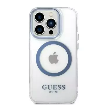 Etui Guess GUHMP14XHTRMB iPhone 14 Pro Max 6,7" niebieski/blue hard case Metal Outline Magsafe