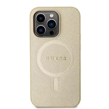 Etui Guess GUHMP15LPSAHMCB do iPhone 15 Pro 6.1" złoty/gold hardcase Saffiano MagSafe