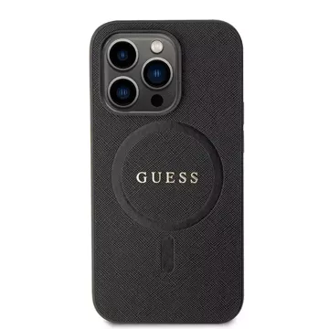 Etui Guess GUHMP15LPSAHMCK do iPhone 15 Pro 6.1" czarny/black hardcase Saffiano MagSafe