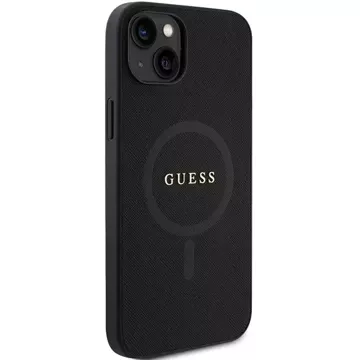 Etui Guess GUHMP15SPSAHMCK do iPhone 15 6.1" czarny/black hardcase Saffiano MagSafe