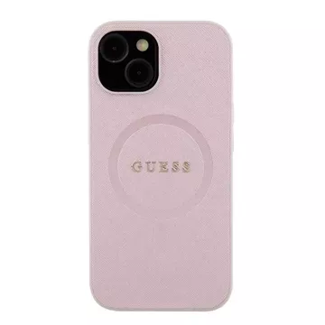 Etui Guess GUHMP15SPSAHMCP do iPhone 15 6.1" różowy/pink hardcase Saffiano MagSafe