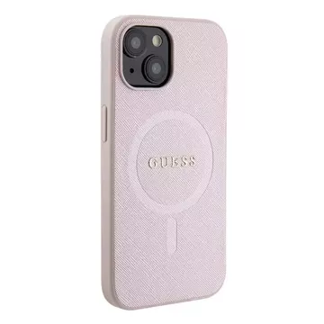 Etui Guess GUHMP15SPSAHMCP do iPhone 15 6.1" różowy/pink hardcase Saffiano MagSafe