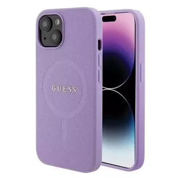 Etui Guess GUHMP15SPSAHMCU do iPhone 15 6.1" fioletowy/purple hardcase Saffiano MagSafe