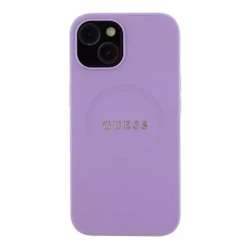 Etui Guess GUHMP15SPSAHMCU do iPhone 15 6.1" fioletowy/purple hardcase Saffiano MagSafe